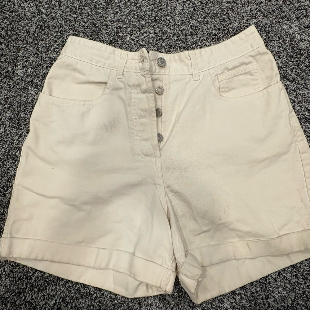 Guess High Waist Cream Shorts
